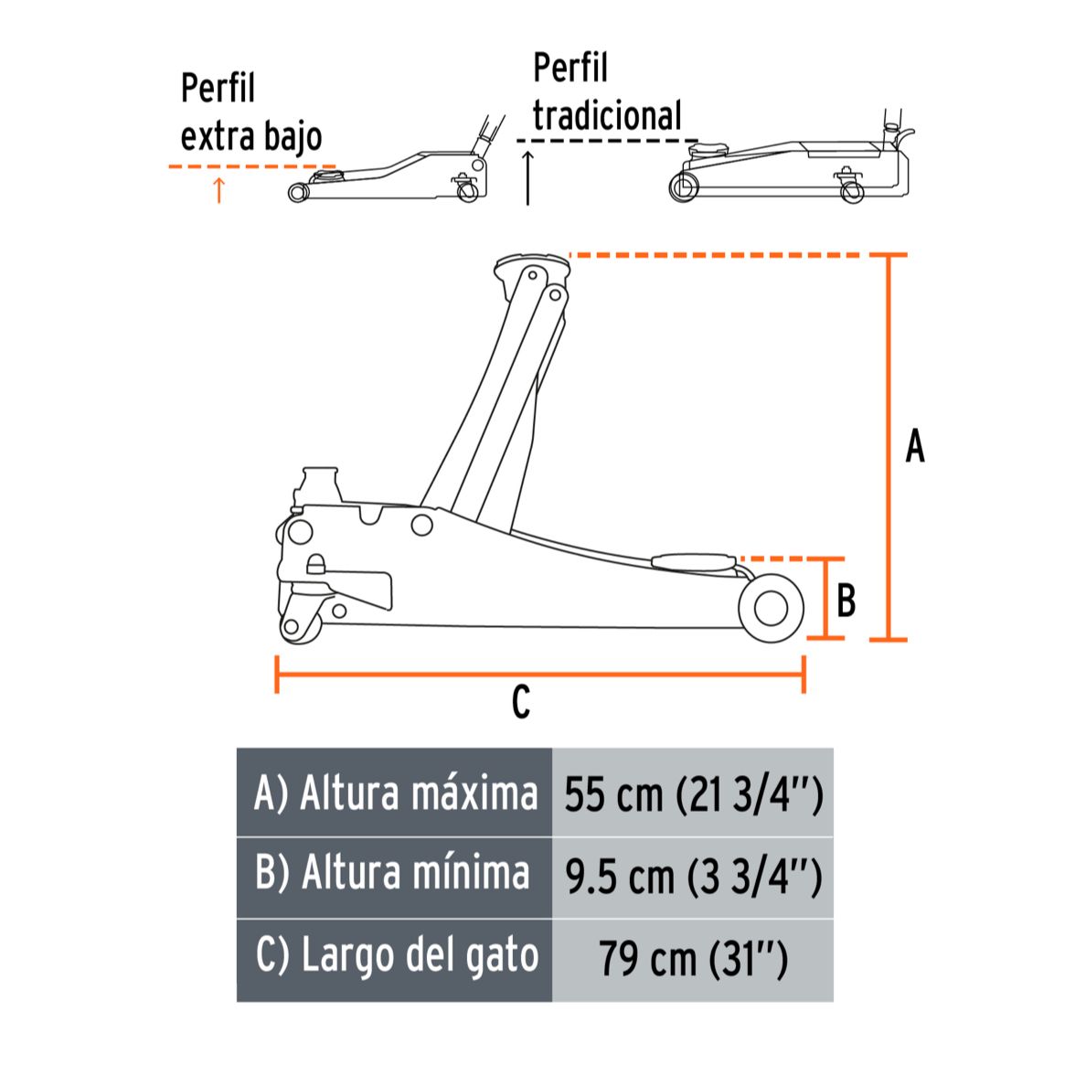 Gato Hidráulico Tipo Zorra Para Automóviles Deportivos Perfil Extra Bajo 3.5 Toneladas Reforzado Truper